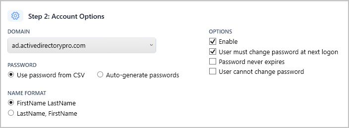 account options