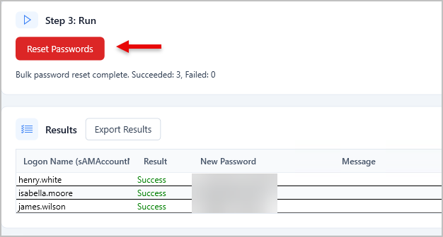 reset passwords