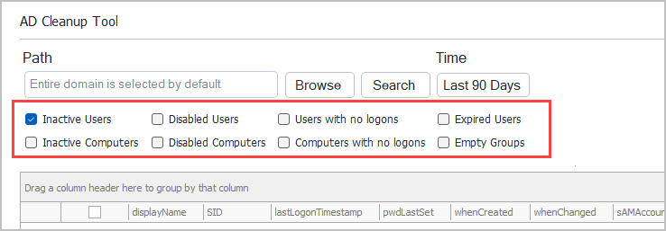 select search options