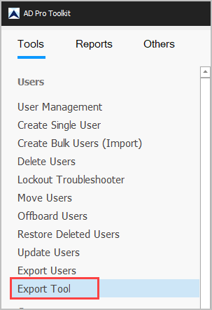 click on export tool
