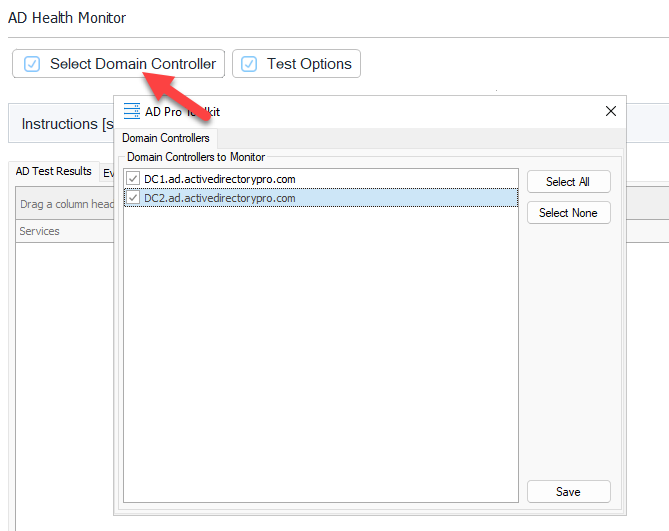 select domain controllers