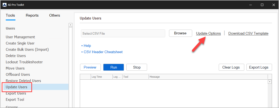 click on update users