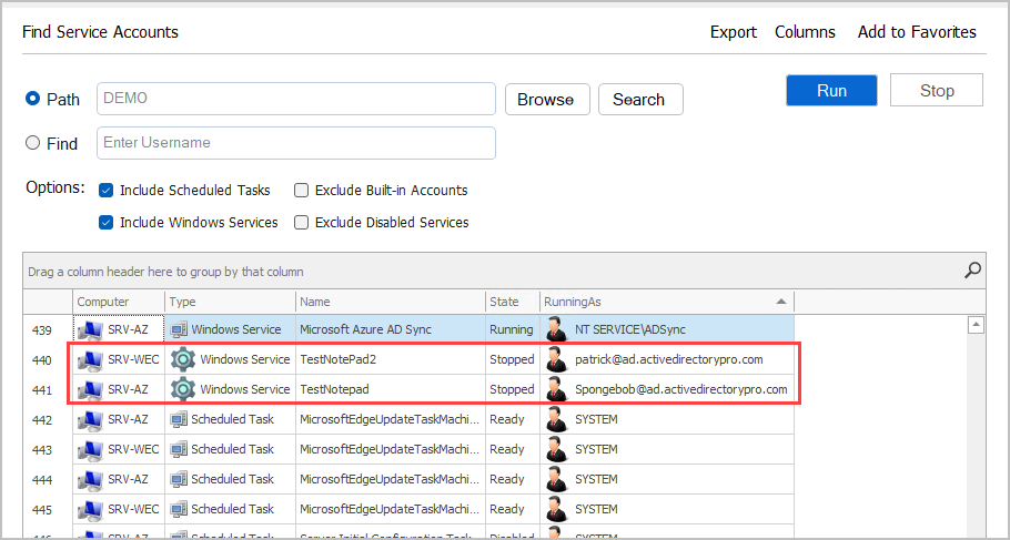 example service report